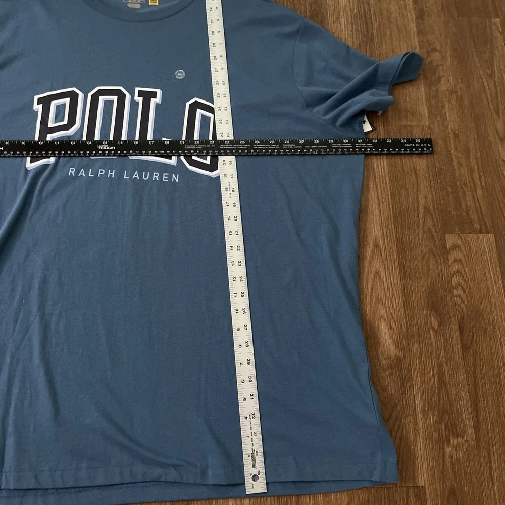 Polo Ralph Lauren Mens 4XB Blue T-Shirt New Big & Tall Varsity Logo Graphic Tee